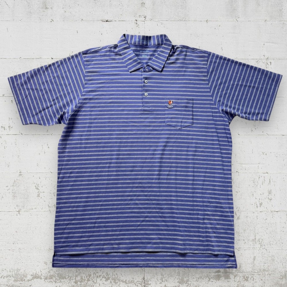B. Draddy Green Spring Valley Hunt Club Golf Polo Shirt Mens XXL Purple Striped
